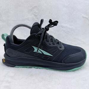 Altra Lone Peak 9+ Women's Trail Running Shoes Black Teal Size 7 Hiking Sneakers